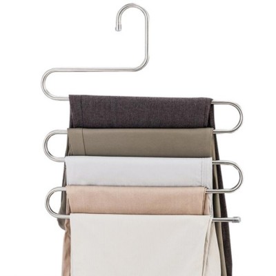 Steel five layers men pant hanger used for home wardrobe display rack